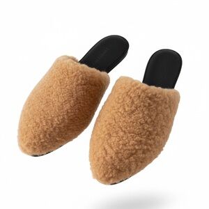 Jenni Kayne Cozy Tan Shearling Mules